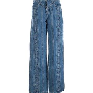 Lioness Denim Flare Jeans with Lace Detailing